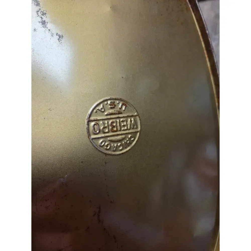 Vintage Weibro Embossed Metal Trash Can Mid-Century Horse + Carriage Brass Color